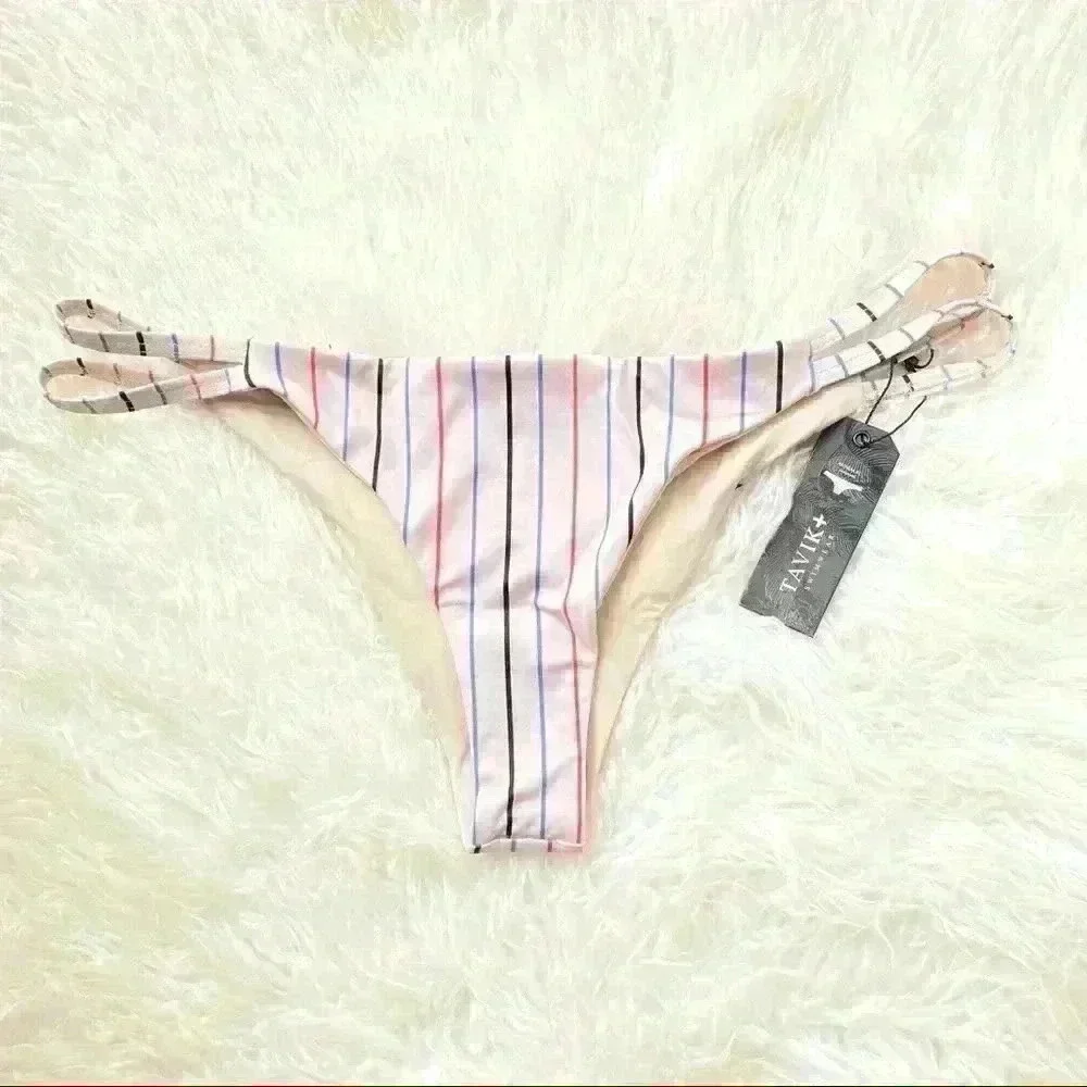 Tavik  Horizon Stripe Tapioca Vine Bikini L NWT